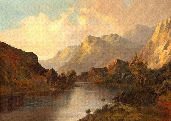 Gert J Rheeders - A Scottish Lakescape With Mountains In The Background L B