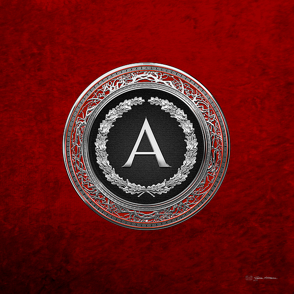 A - Gold Vintage Monogram on Red Leather Sticker by Serge Averbukh -  Instaprints