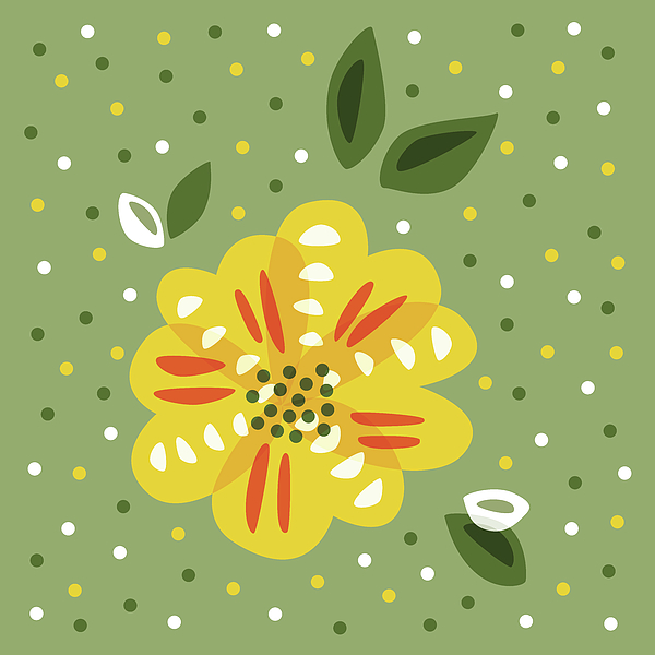 Abstract Yellow Primrose Flower Digital Art