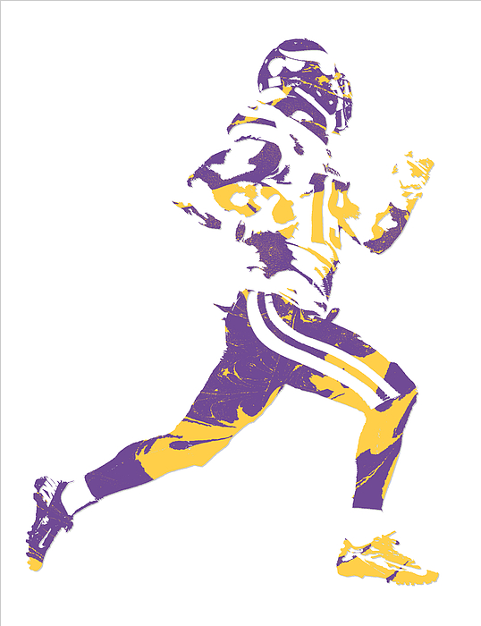 Adam Thielen MINNESOTA VIKINGS WATER COLOR PIXEL ART 4 Mixed Media by Joe  Hamilton - Fine Art America