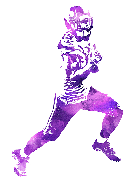 Adam Thielen MINNESOTA VIKINGS WATER COLOR PIXEL ART 2 Greeting Card by Joe  Hamilton