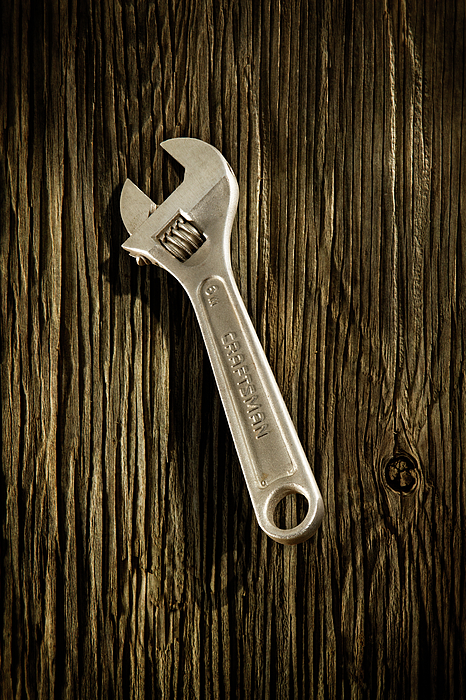 Adjustable Wrench Over Wood 72 Photograph