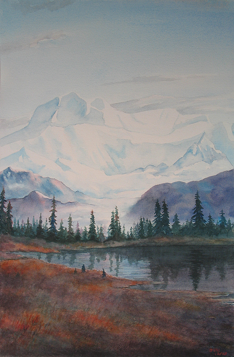Alaksa Mountain And Lake by Debbie Homewood