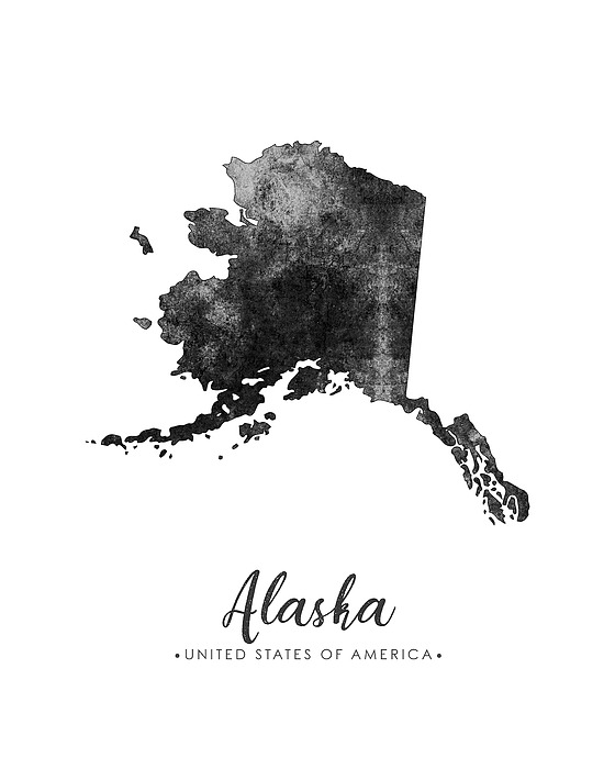 Alaska State Map Art - Grunge Silhouette Mixed Media