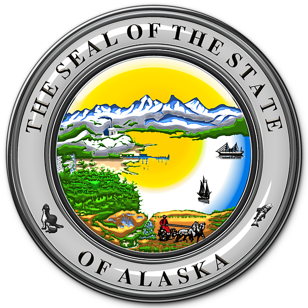 Alaska State Seal Over State Flag T-Shirt for Sale by Serge Averbukh