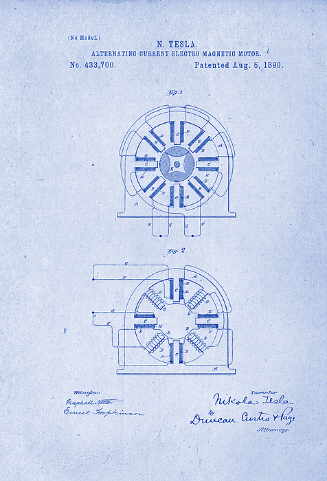 Alternating Current Electro Magnetic Motor - Nikola Tesla Patent ...