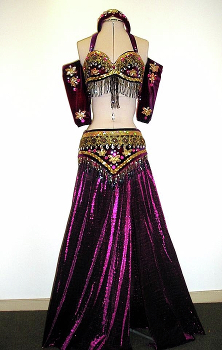 Beaded bra -red-black-gold. Ameynra belly dance fashion by Sofia Goldberg