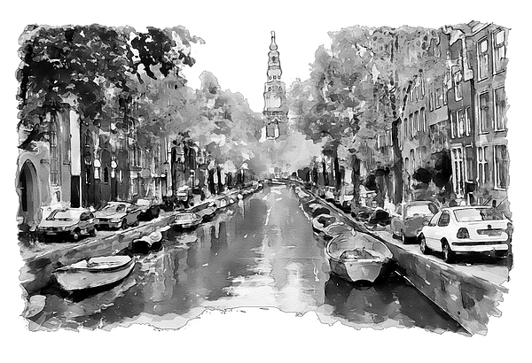 Marian Voicu - Amsterdam Canal 2 Black and White