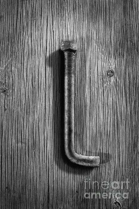 Anchor Bolt On Plywood 69 In Bw Photograph