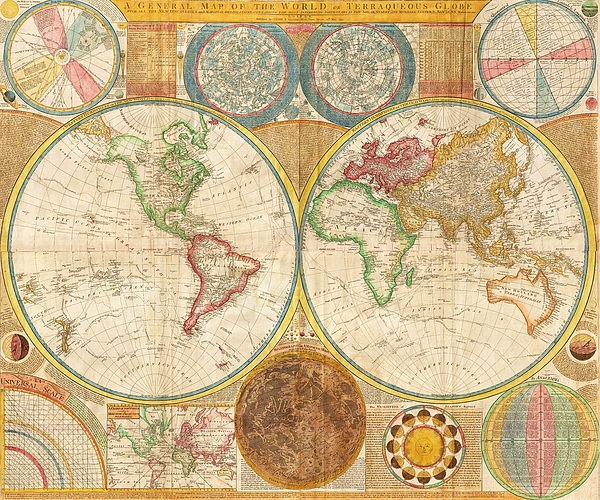 Ancient Map World In Hemispheres by Pg Reproductions