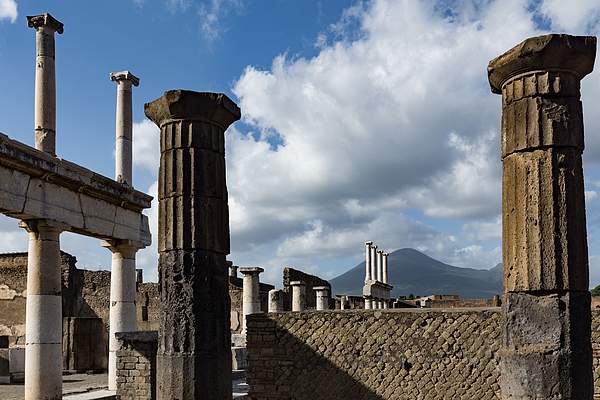 Georgia Mizuleva - Ancient Pompeii - the Forum Columns Framing Mount Vesuvius Volcano