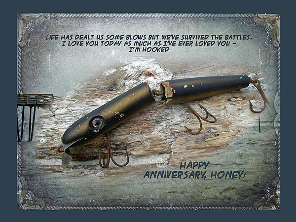 Anniversary Greeting Card - Vintage Saltwater Fishing Lure Jigsaw