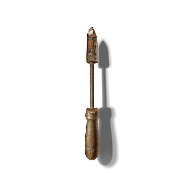 Antique Soldering Iron Floating On White Photograph
