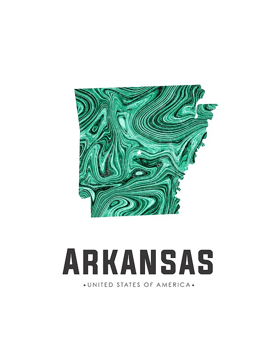 Arkansas Map Art Abstract In Green Mixed Media