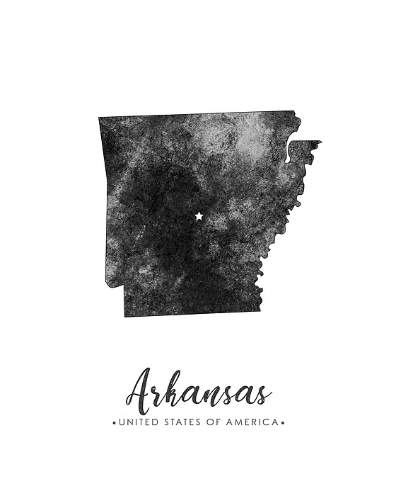 Arkansas State Map Art - Grunge Silhouette Mixed Media