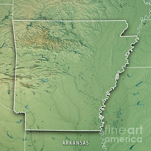 Arkansas Topographic Map With Cities Arkansas State Usa 3D Render Topographic Map Border Puzzle By Frank  Ramspott | Pixels