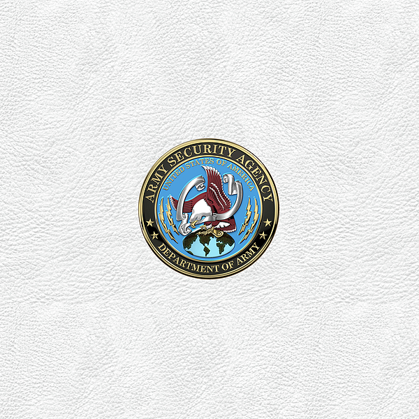 U. S. Army Security Agency - A S A Emblem over White Leather Greeting ...