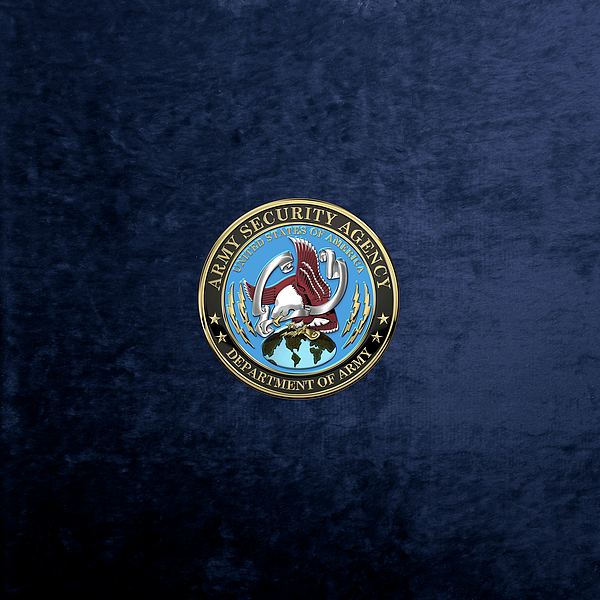 U. S. Army Security Agency - A S A Emblem over Blue Velvet Greeting ...