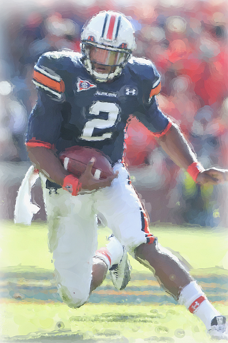 Auburn Tigers Cam Newton Youth T-Shirt by Joe Hamilton - Pixels