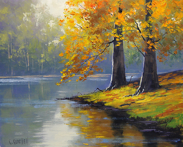 Autumn Lake Print Painting