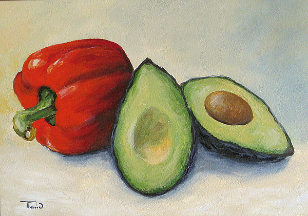 Avocado With Bell Pepper Painting