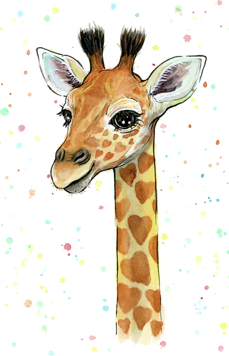 Baby Giraffe Watercolor with Heart Shaped Spots Fleece Blanket by Olga  Shvartsur - Pixels