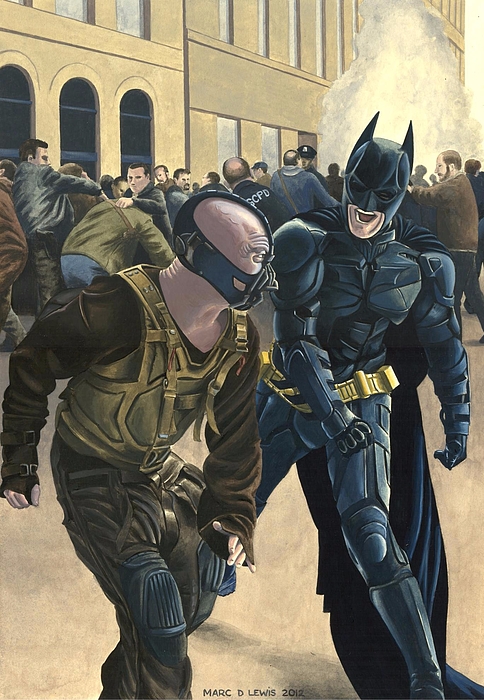 Batman vs Bane Greeting Card by Marc D Lewis