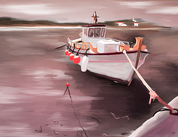 Beach House Summer Boats - Fishing Digital Painting Beach Towel by  Jean-Pierre Prieur - Pixels