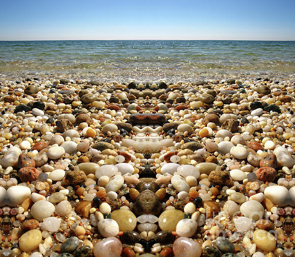 Beach Pebbles and Water, Orient Point, Long Island, New Yo Round