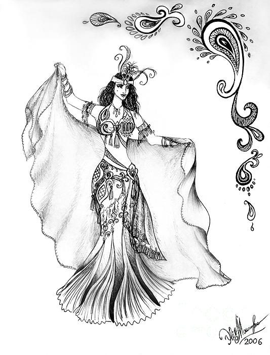 Tribal Dancer or Belly Dancer Girl in Hand Drawn Style. Vector Illustration  for Your Design. Stock Vector | Adobe Stock