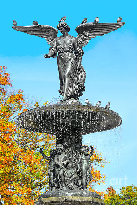 New York City, Manhattan, Central Park, Angel of the Waters Fountain,  Bethesda Terrace