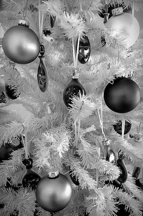 Black and White Christmas Tree Ornaments Beach Sheet by Aimee L Maher ALM  GALLERY - Fine Art America