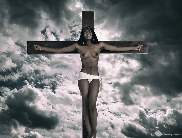 algun lado educar verdad Black Female Jesus on cross Duvet Cover by Ramon Martinez - Fine Art America