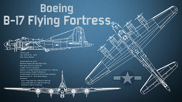 Boeing B-17 Flying Fortress Blueprint Greeting Card For Sale By ...