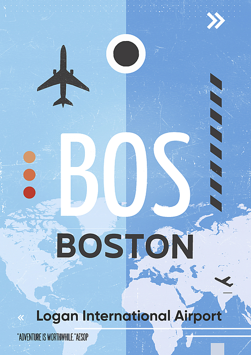 Tote Bag - BOS - Boston Logan International Airport. IATA code BOS.