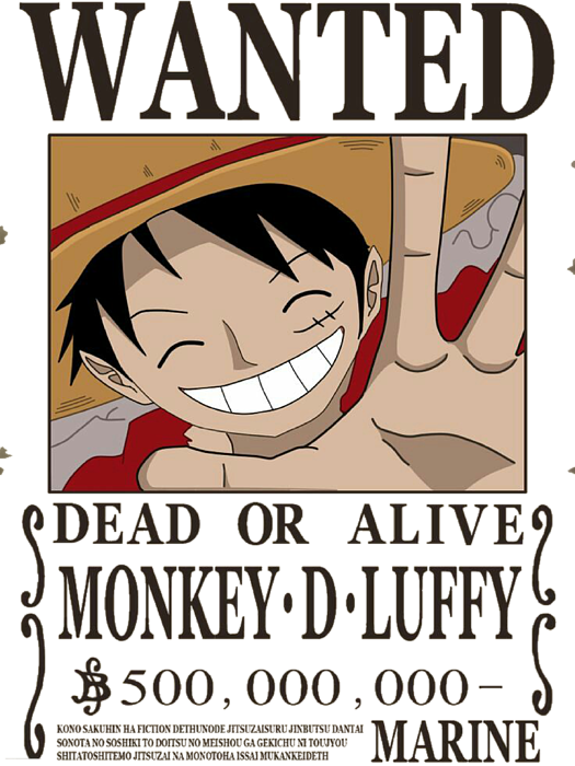 Bounty Luffy Wanted One Piece Long Sleeve T Shirt For Sale By Aditya Sena