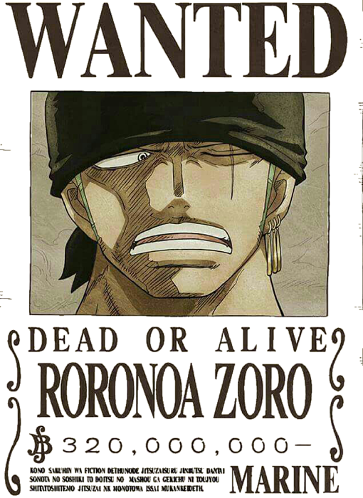 Poster One Piece Wanted Dead or Alive - Roronoa Zoro, sur Close Up