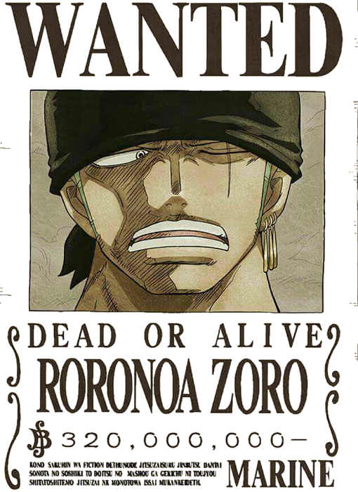 Zoro Bounty Wanted Poster One Piece Art Print