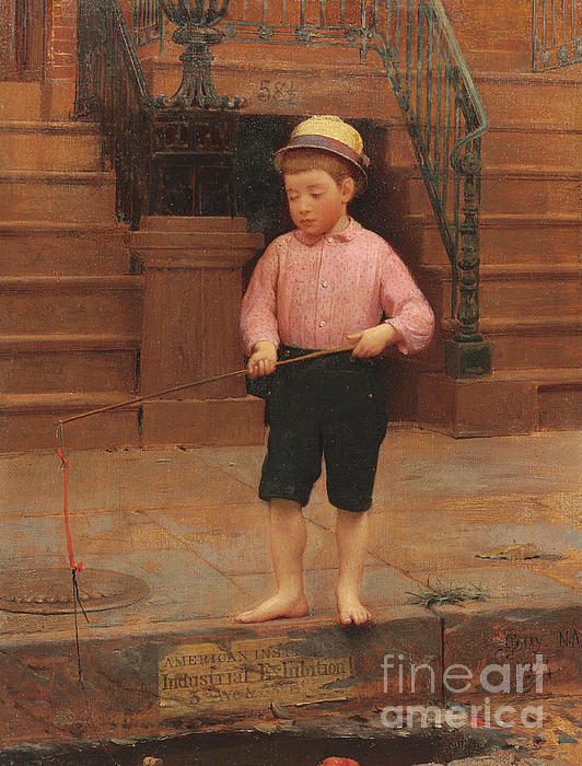 Boy Fishing at 58 and a half East 10th Street, 1871 Adult Pull