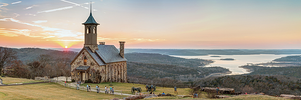 Gregory Ballos - Table Rock Panorama - A Serene Evening At The Ozarks Chapel