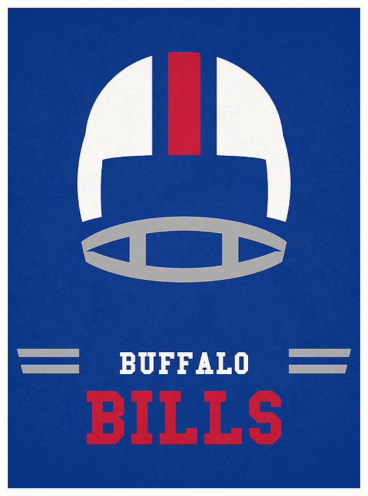 Buffalo Bills Vintage Nfl Art Adult Pull-Over Hoodie by Joe