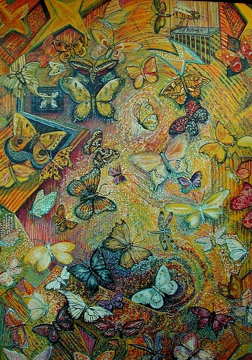 Susan Brown    Slizys art signature name - Butterflies and caged bee