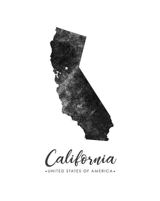 California State Map Art - Grunge Silhouette Mixed Media