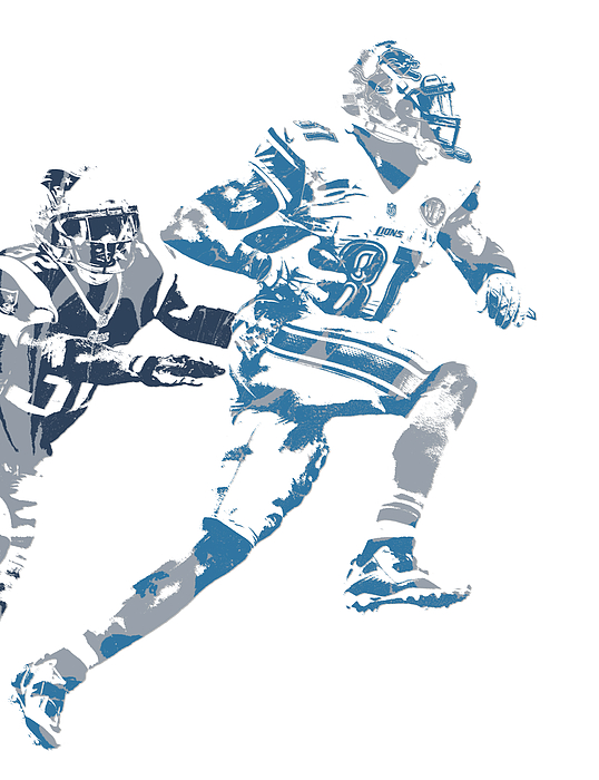 Calvin Johnson Detroit Lions Art T-Shirt by Joe Hamilton - Pixels