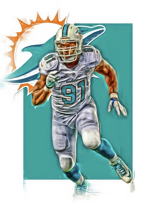 Cameron Wake Miami Dolphins Oil Art Spiral Notebook by Joe Hamilton - Fine  Art America