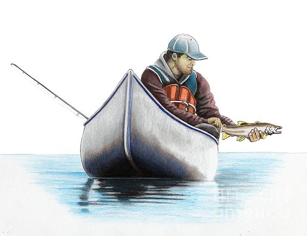 Canoe fishing Duvet Cover by Murphy Elliott - Murphy Art Elliott - Website