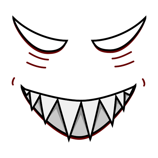 Cartoon Grinning Face With Evil Eyes Face Mask by Boriana Giormova - Pixels