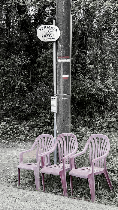 Joan Carroll - Chairs at the Bus Stop Italy