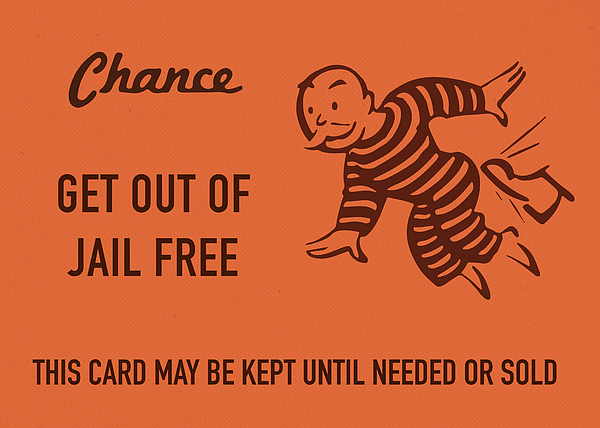 Chance Card Vintage Monopoly Get Out Of Jail Free Greeting Card For Sale By Design Turnpike