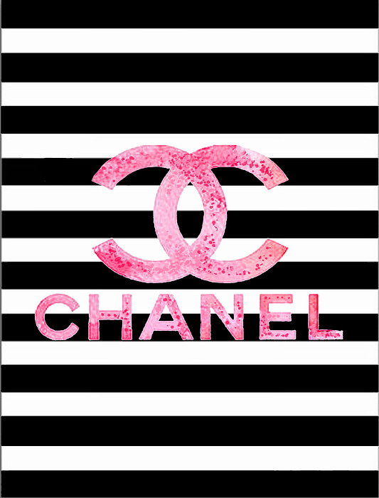 Chanel Pink Logo On Stripes Greeting Card for Sale by Del Art